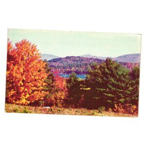 Vintage US Postcard Autumn Scene Lake Mountains Boston Mass